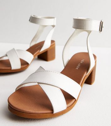 Mid block shop heel sandals white