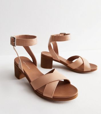 Cross strap shop block heel sandals