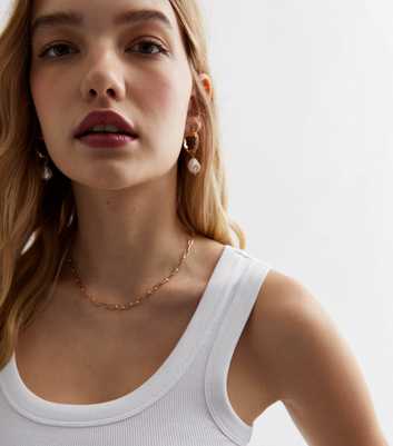 White Ribbed Scoop Neck Vest