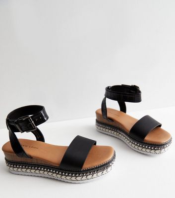 Espadrille flatform clearance sandals black