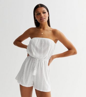 White clearance tie playsuit