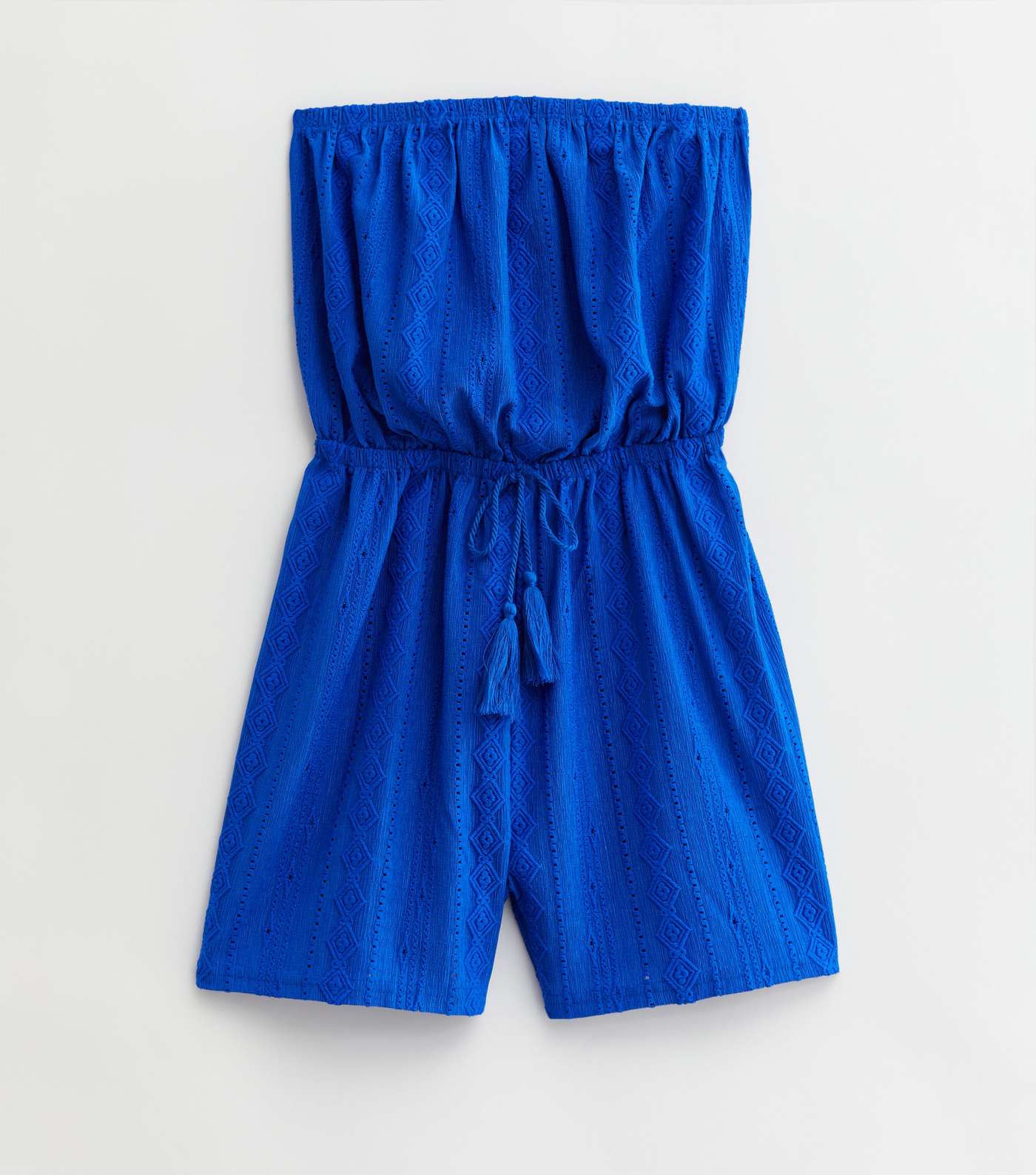 Bright Blue Broderie Bandeau Playsuit Image 5