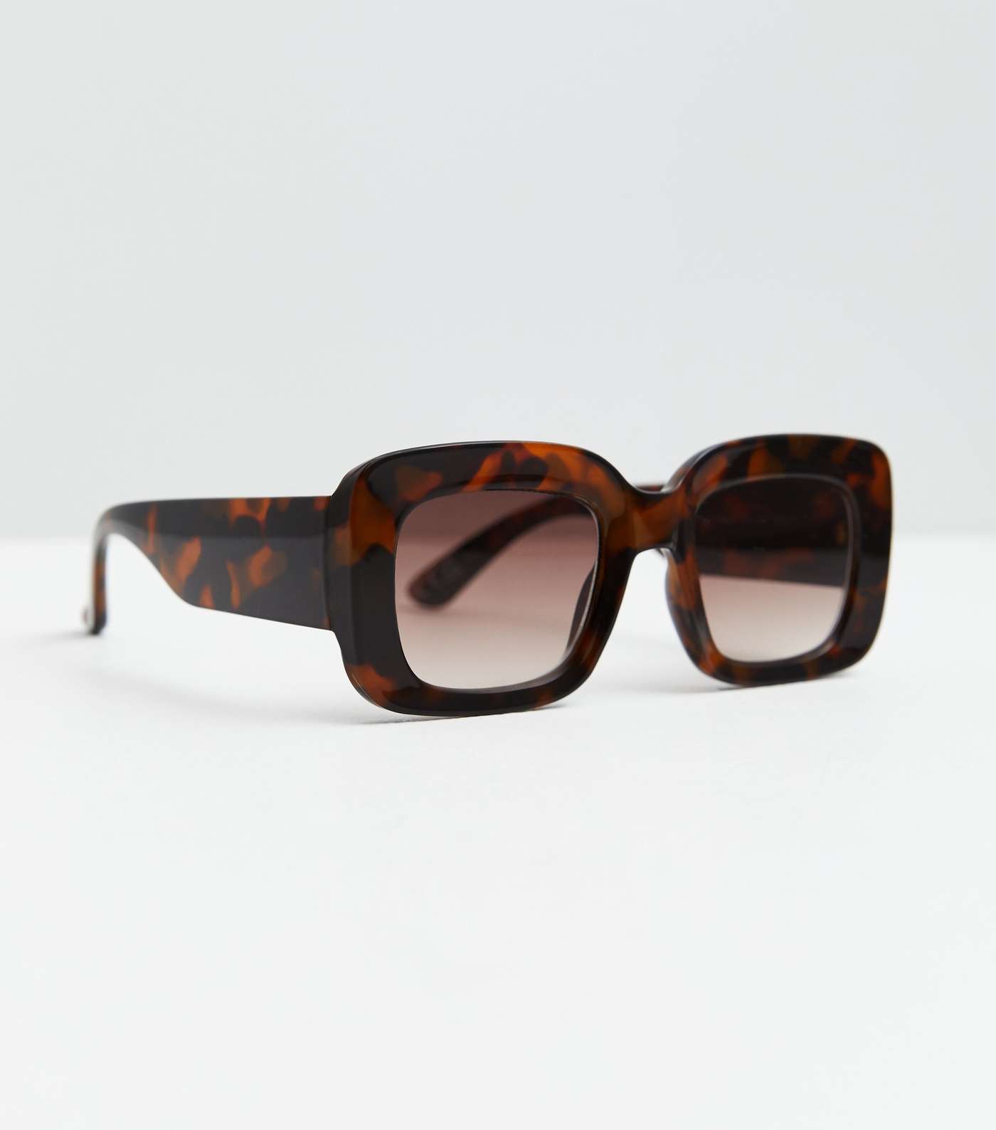 Dark Brown Tortoiseshell Effect Rectangle Sunglasses Image 2