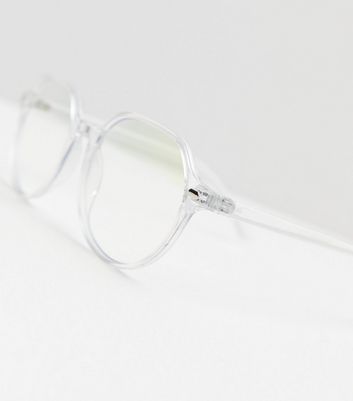 Clear Round Frame Blue Light Glasses New Look