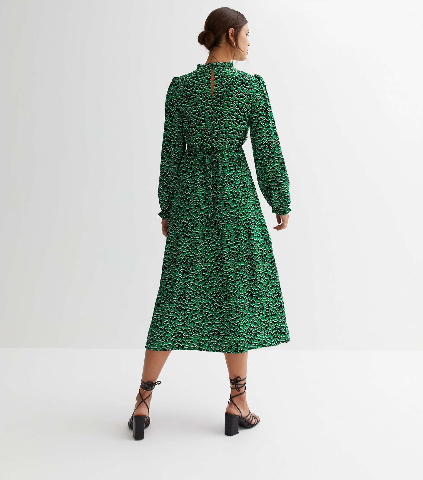 Green Abstract High Neck Midi Dress Image 4