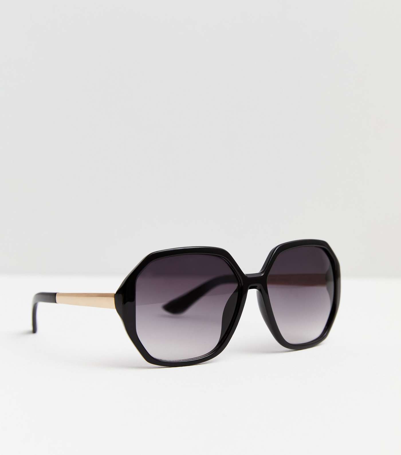 Black Hexagon Frame Sunglasses Image 2