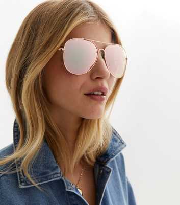 Rose Gold Mirrored Pilot Sunglasses