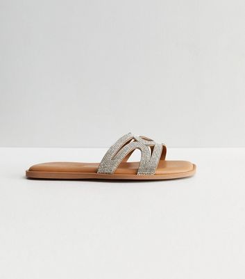 Wide fit clearance diamante sliders