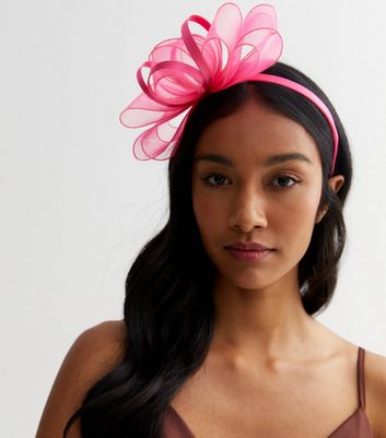 Bright Pink Mesh Bow Fascinator Headband New Look