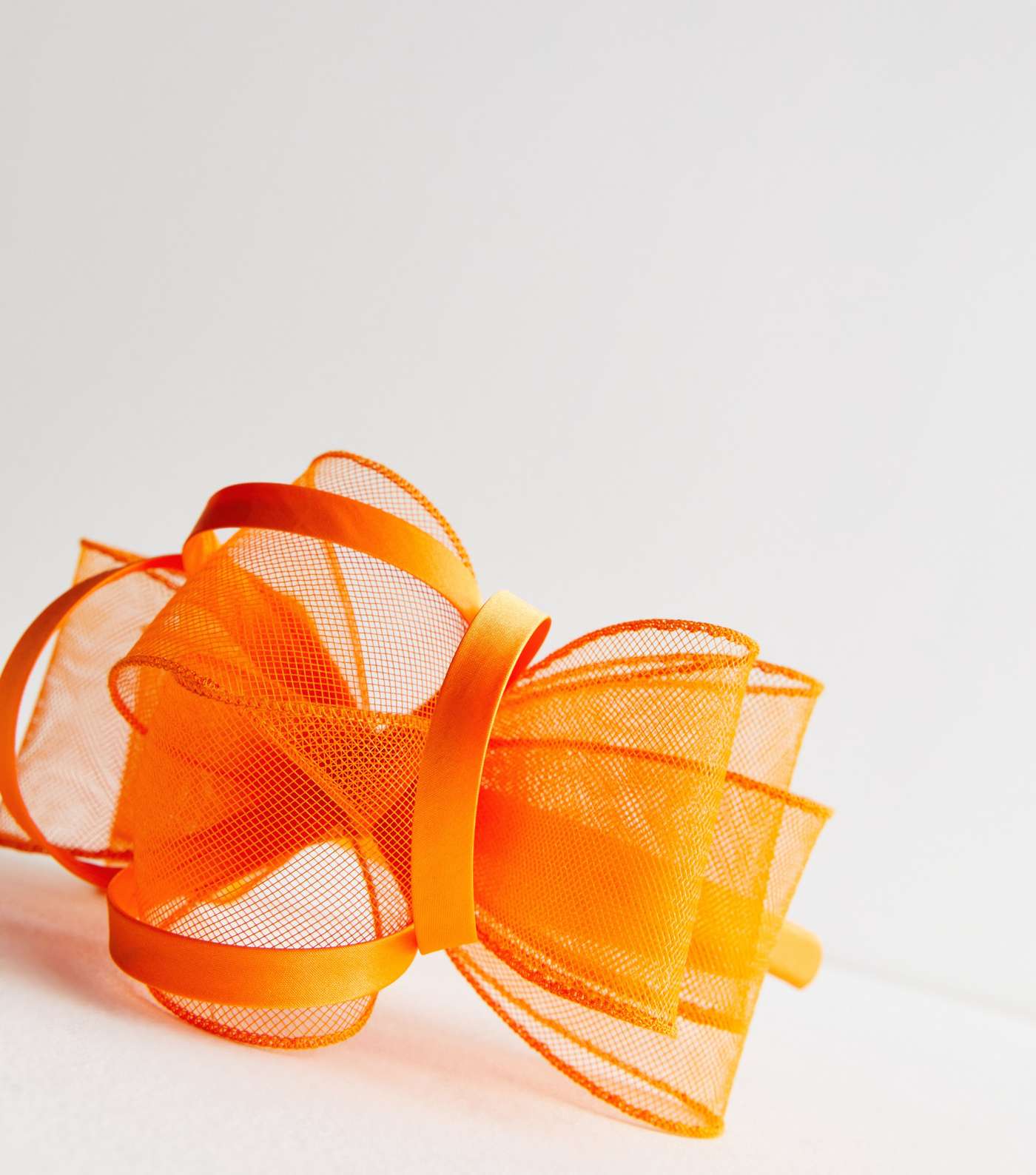 Bright Orange Mesh Bow Fascinator Headband Image 3