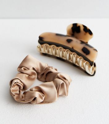 2 Pack Camel Resin Bulldog Claw Clip and Scrunchie