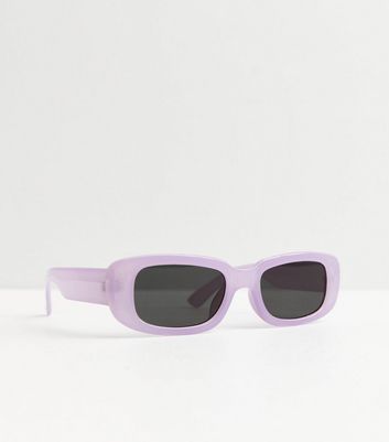 Lilac Rectangle Frame Sunglasses New Look