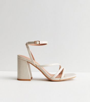 white leather block heel
