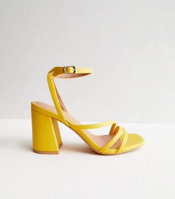 Women's Yellow High-Heeled Slippers, Square Toe, Thick Heel, Transparent  Belt, Sexy High-Heeled Sandals, Soft Pu Leather, High Leg Length, High Heels,  Fashionable, Versatile And Comfortable Women's Shoes | SHEIN USA