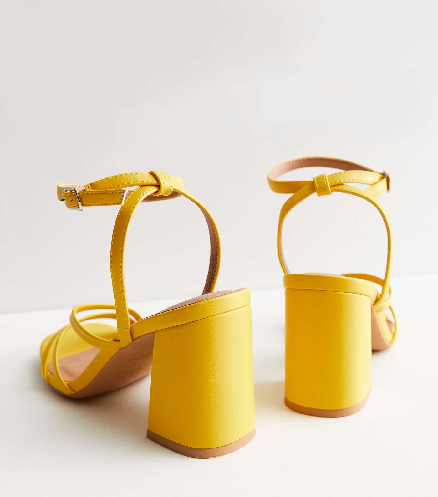Yellow Leather-Look Strappy Block Heel Sandals Image 4