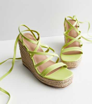Green Strappy Espadrille Wedge Heel Sandals
