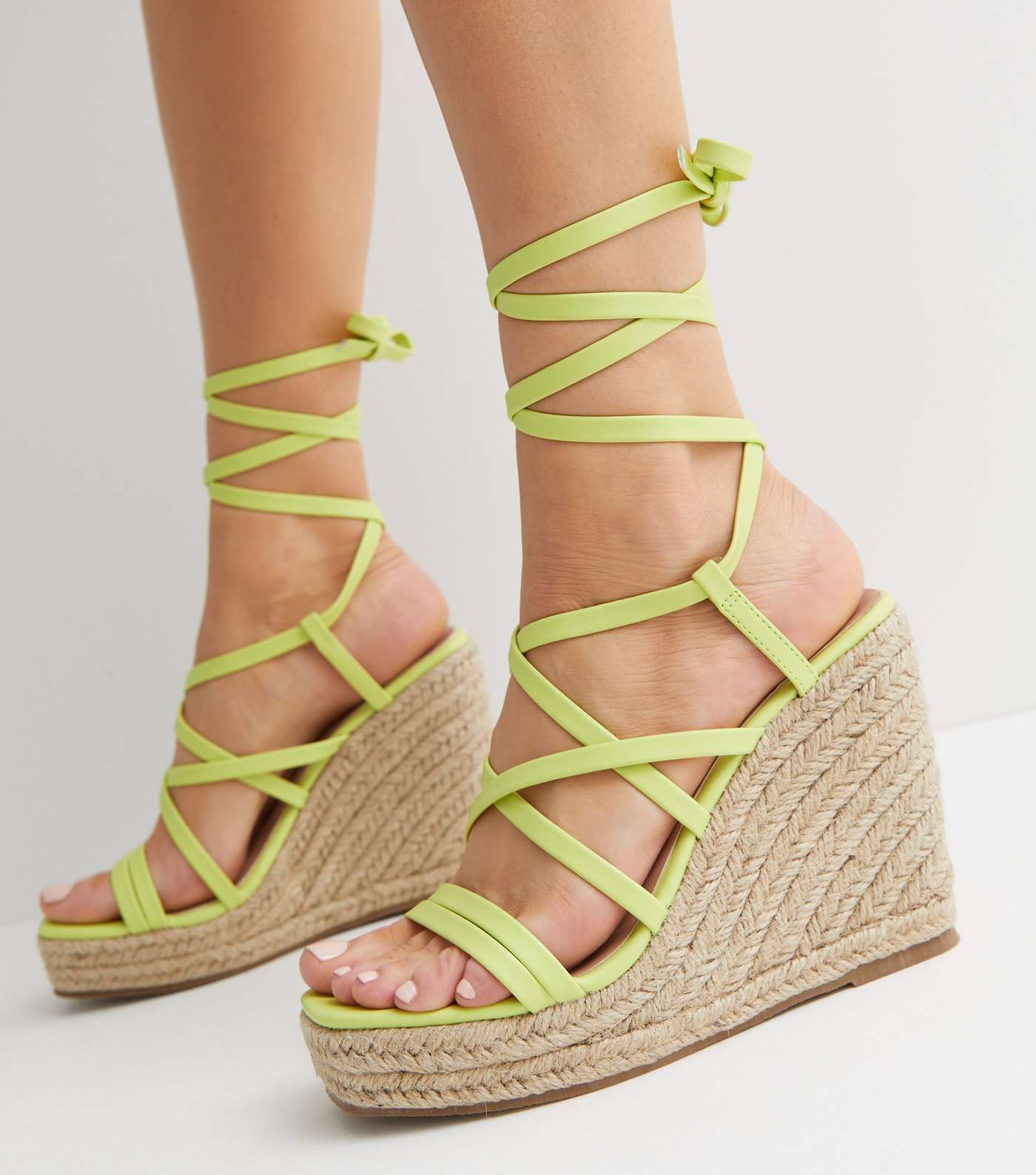 Green Strappy Espadrille Wedge Heel Sandals Image 2