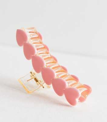 Mid Pink Resin Heart Bulldog Claw Clip