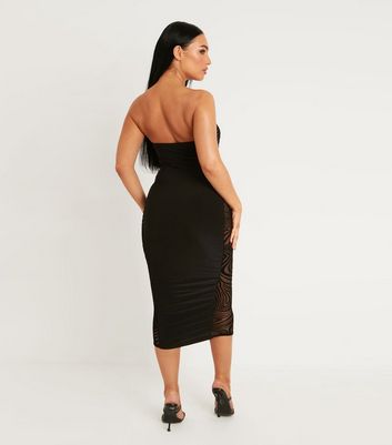 Black strappy mesh hot sale ruched midaxi dress