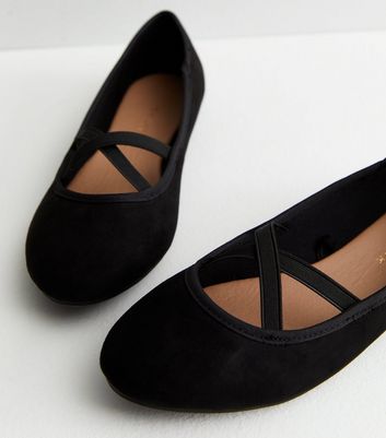 Black suede flat outlet pumps