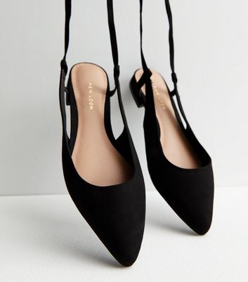 Black pointed toe online flats with ankle strap