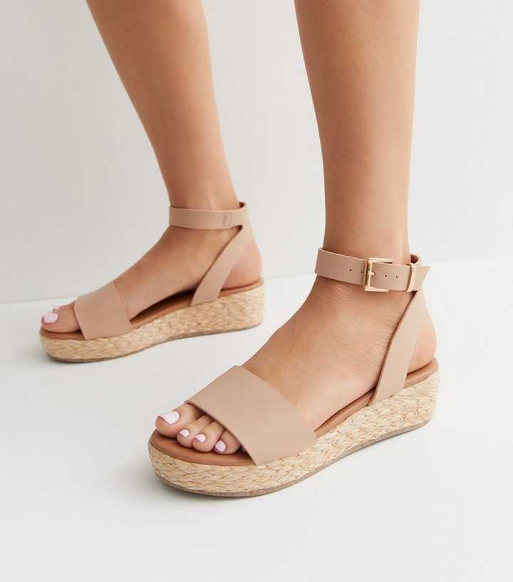 hvede Utilgængelig Angreb Cream Leather-Look Espadrille 2 Part Flatform Sandals | New Look