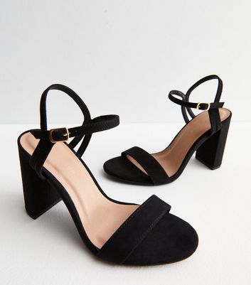 Black Strappy Clear Block Heel Sandals | New Look