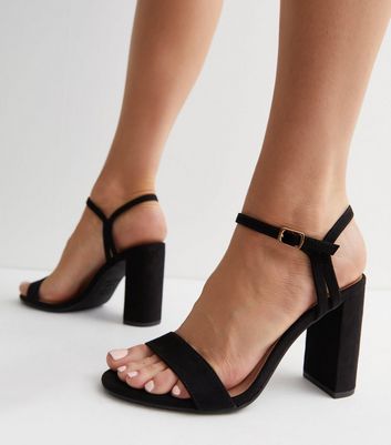 Comfortable black hot sale block heels