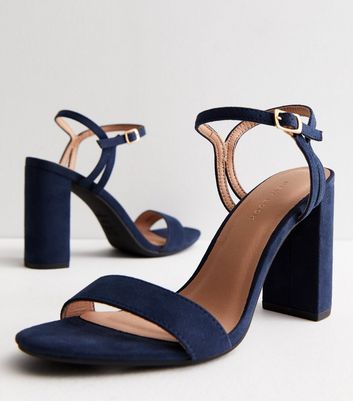 womens navy block heels