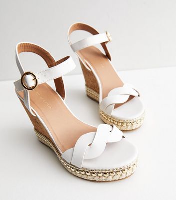 White wedge sandals 2025 new look