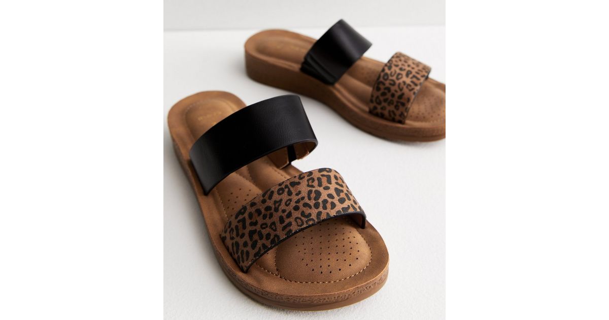 Sliders New Look Animal Print Sandals Buy New Look Leopard Sandals