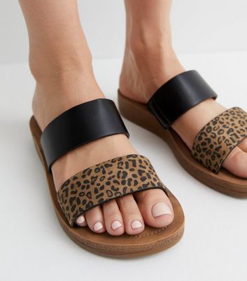 Leopard print clearance cross over sandals