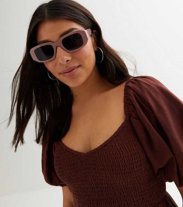Light Purple Rectangle Frame Sunglasses
