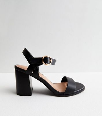 NEW LOOK Womens Black Faux Croc Block Heel Sandals US SIZE 10 | eBay