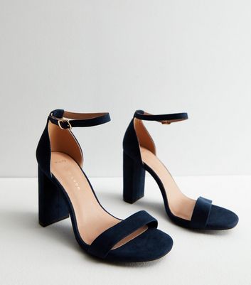 womens navy block heels