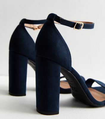 Navy wide fit block heel clearance sandals