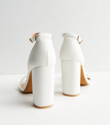 Kandice Block Heel Sandals - White Leather – Sheriton Shoes