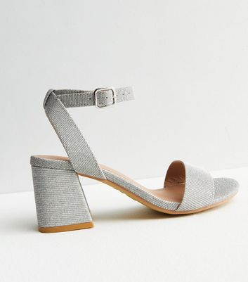 Shimmer block heel outlet sandals