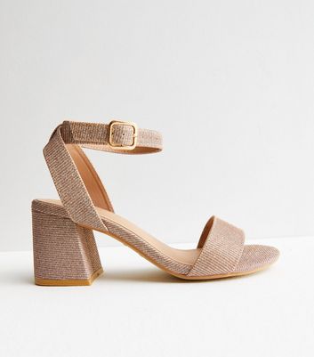 Rose gold mid sale block heel sandals