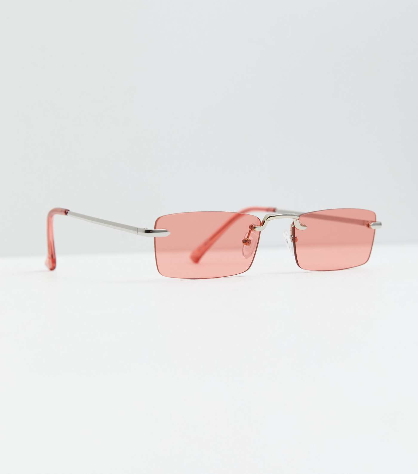 Pink Rectangle Rimless Sunglasses Image 2