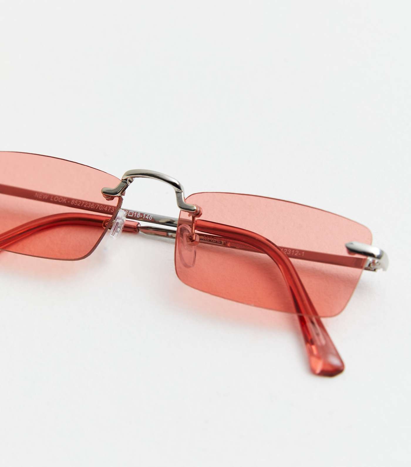 Pink Rectangle Rimless Sunglasses Image 4