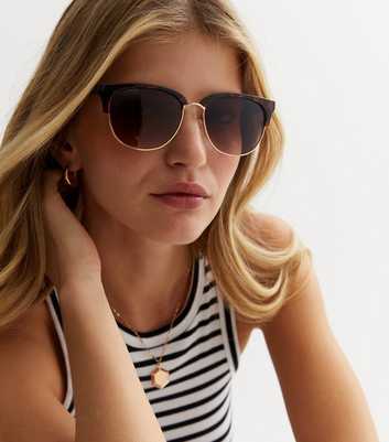 Dark Brown Round Frame Sunglasses