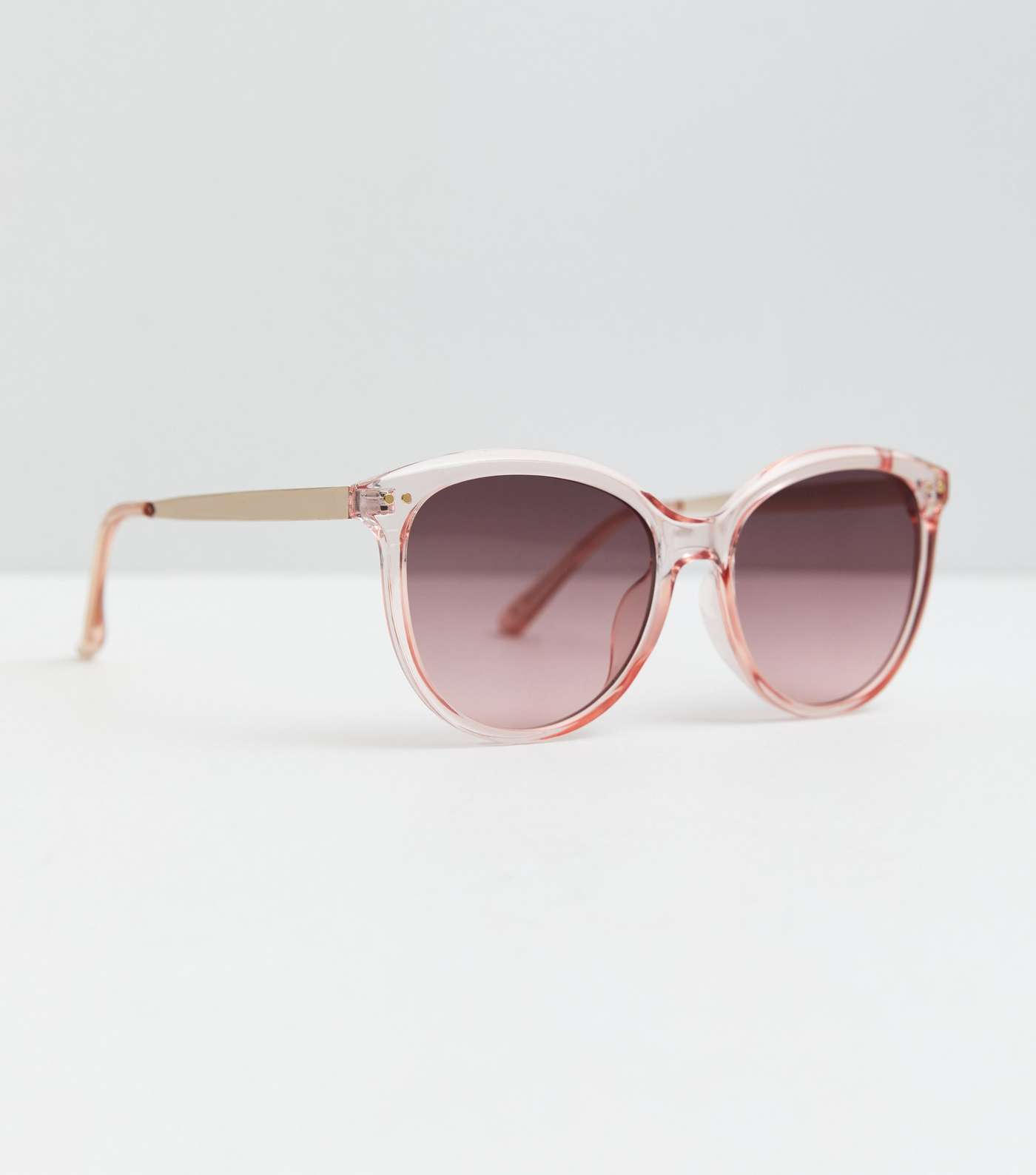 Pink Clear Round Frame Sunglasses Image 2