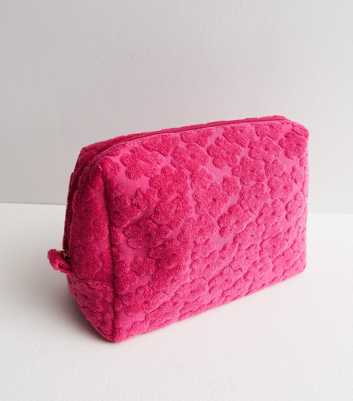 Mid Pink Floral Towelling Wash Bag