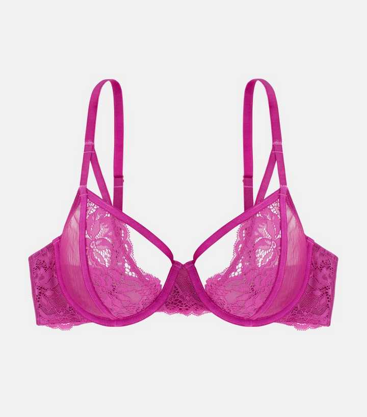 Dorina Desiree lace non padded bra with strap detailing in fuchsia