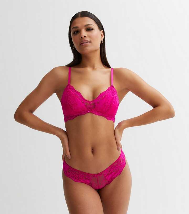 Delicate triangle bralette - LOVE LACE HOT PINK – Maa Boo