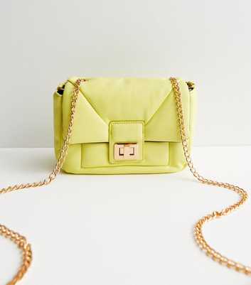 Light Green Leather-Look Quilted Puffer Cross Body Bag
