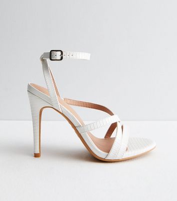 White Padded Strap Stiletto Heel Sandals | New Look