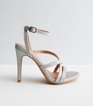 Silver Glitter Stiletto Heel Sandals | New Look