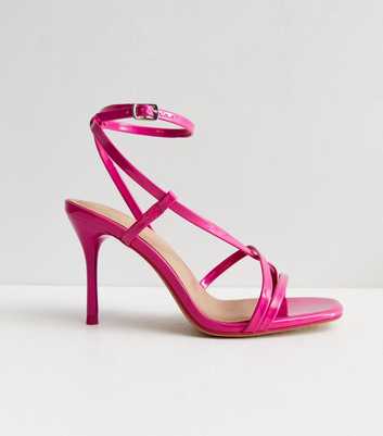 Wide Fit Bright Pink Strappy Stiletto Heel Sandals